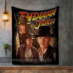 Indiana Jones Blanket, Indiana Jones Photo Blanket, Indiana Jones Throw Blanket, Harrison Ford Blanket Collage, Indiana
