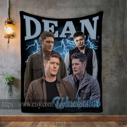 Dean Winchester Blanket, Dean Winchester Photo Blanket, Jensen Ackles Throw Blanket, Jensen Ackles Blanket Collage, Dean