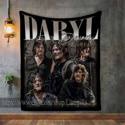 Daryl Dixon Blanket, Daryl Dixon Photo Blanket, Daryl Dixon Norman Reedus Throw Blanket, Norman Reedus Blanket Collage,