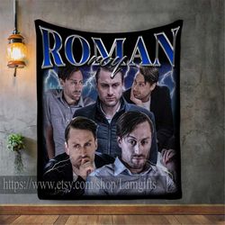 Roman Roy Fleece Blanket, Roman Roy Photo Blanket, Roman Roy Kieran Culkin Blanket, Kieran Culkin Collage Blanket, Roman