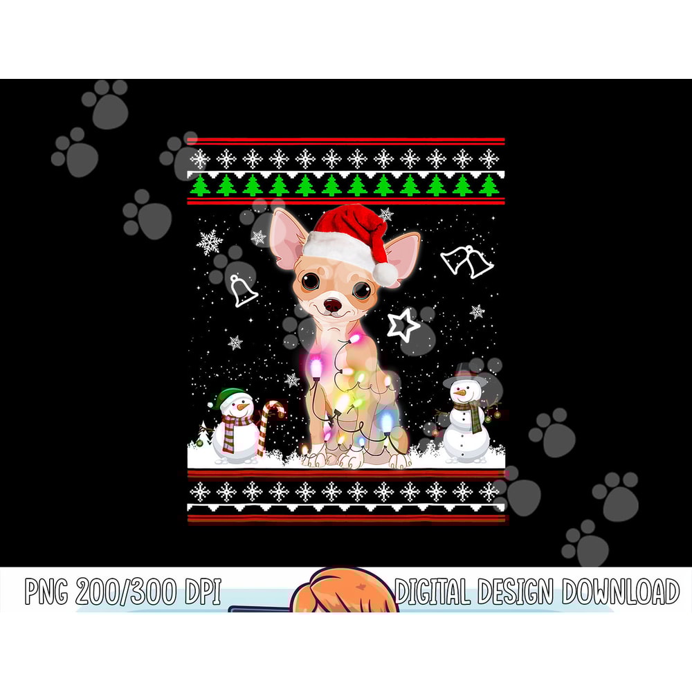 Chihuahua Christmas Dog Light Ugly Sweater Short Sleeve png, sublimation copy.jpg