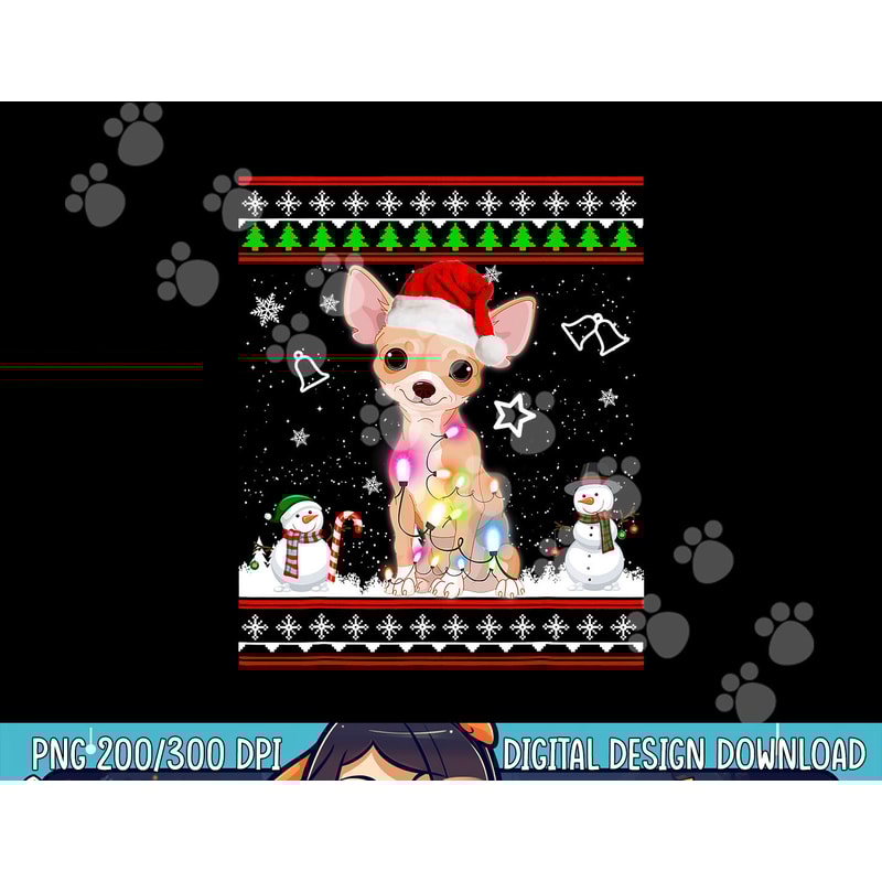 Chihuahua Christmas Dog Light Ugly Sweater Short Sleeve png, sublimation copy.jpg