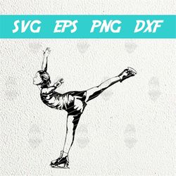 ice skating svg png, figure skater silhouette