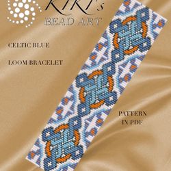 Loom bracelet pattern Celtic blue ethnic inspired Bead LOOM bracelet pattern in PDF - instant download