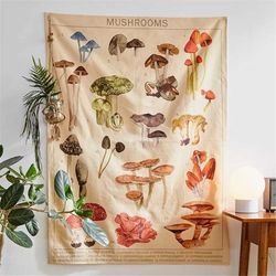 quotes mushroom tapestry wall decor mycology mushroom champignon identification chart diagram illustration wall art boho