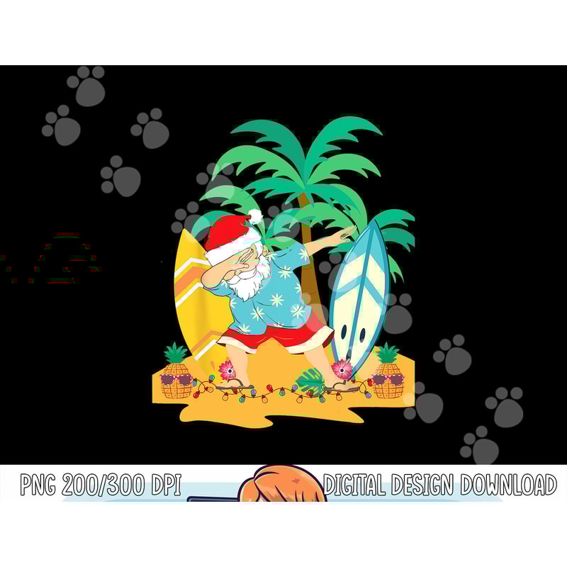 Christmas in July Dabbing Santa - Tropical Christmas Surfing png, sublimation copy.jpg