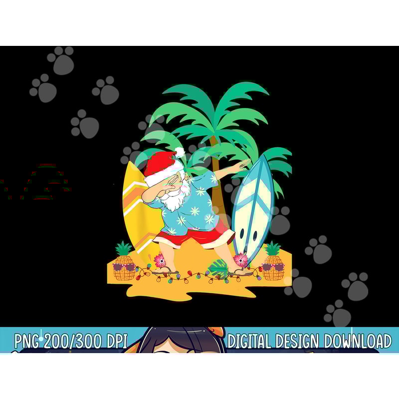 Christmas in July Dabbing Santa - Tropical Christmas Surfing png, sublimation copy.jpg