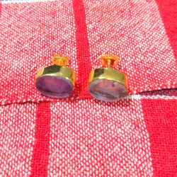 handmade earrings,amethyst earrings, bezel set earrings,18ky gold plated earrings, rough stone earrings,stud earrings, g