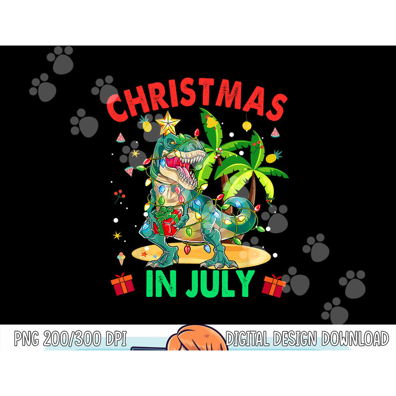 Christmas In July Dinosaur Xmas Tree T Rex Summer Vacation png, sublimation copy.jpg