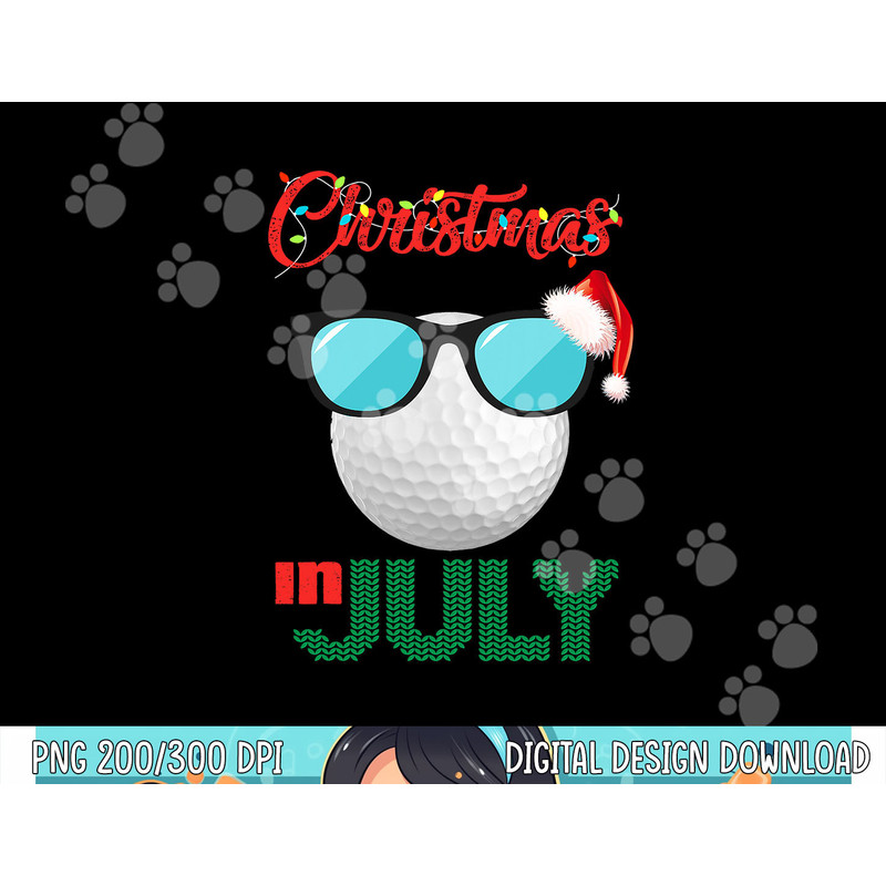 Christmas in July Golf Golfer Glasses Santa Hat Summer Gift png, sublimation copy.jpg