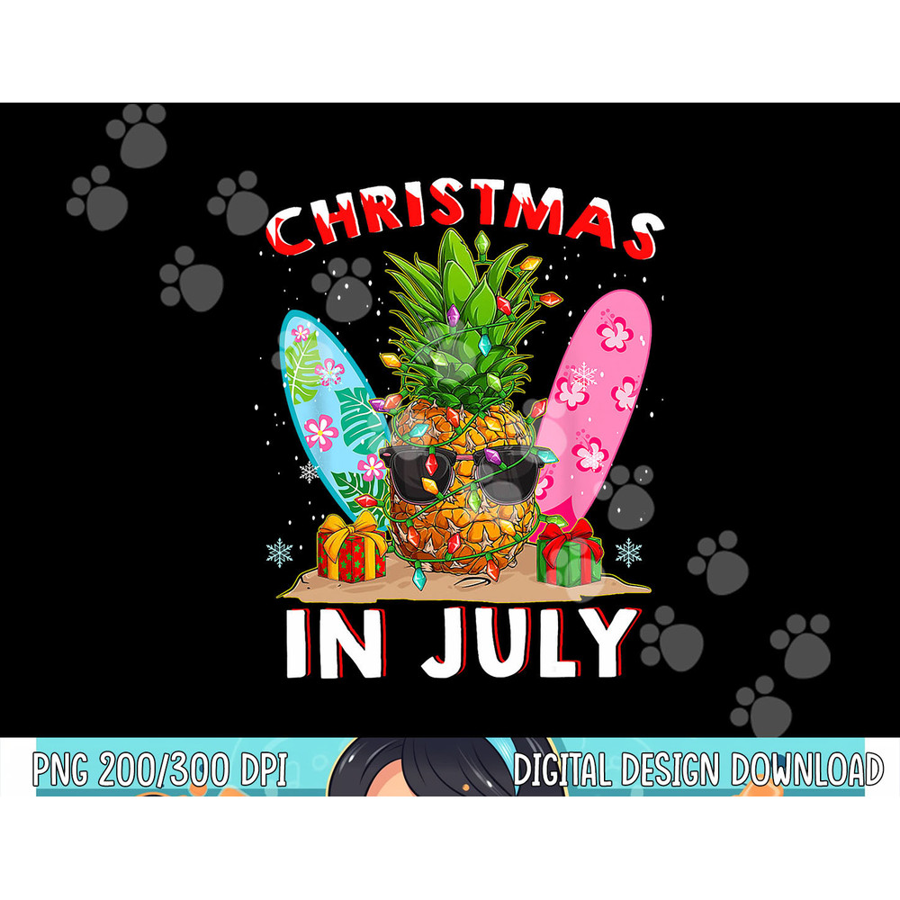 Christmas In July Pineapple Surf Santa Summer Tree png, sublimation copy.jpg
