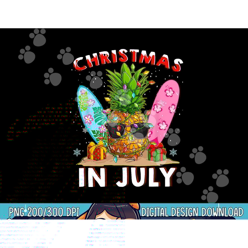 Christmas In July Pineapple Surf Santa Summer Tree png, sublimation copy.jpg