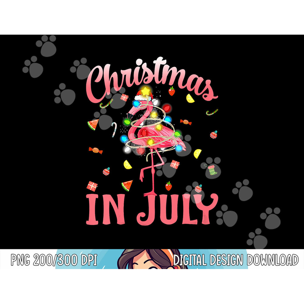 Christmas In July Pink Flamingo Wearing Santa Hat png, sublimation copy.jpg