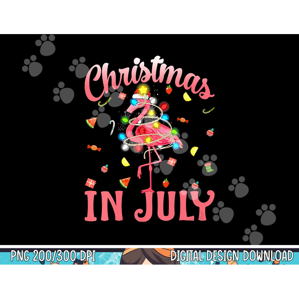 Christmas In July Pink Flamingo Wearing Santa Hat png, sublimation copy.jpg