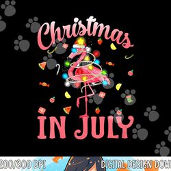christmas in july pink flamingo wearing santa hat png, sublimation copy