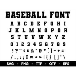 Sport Font SVG, Varsity Letters Svg Files for Cricut and Silhouette, Sport Numbers ttf, otf, png, eps, svg Instant Downl