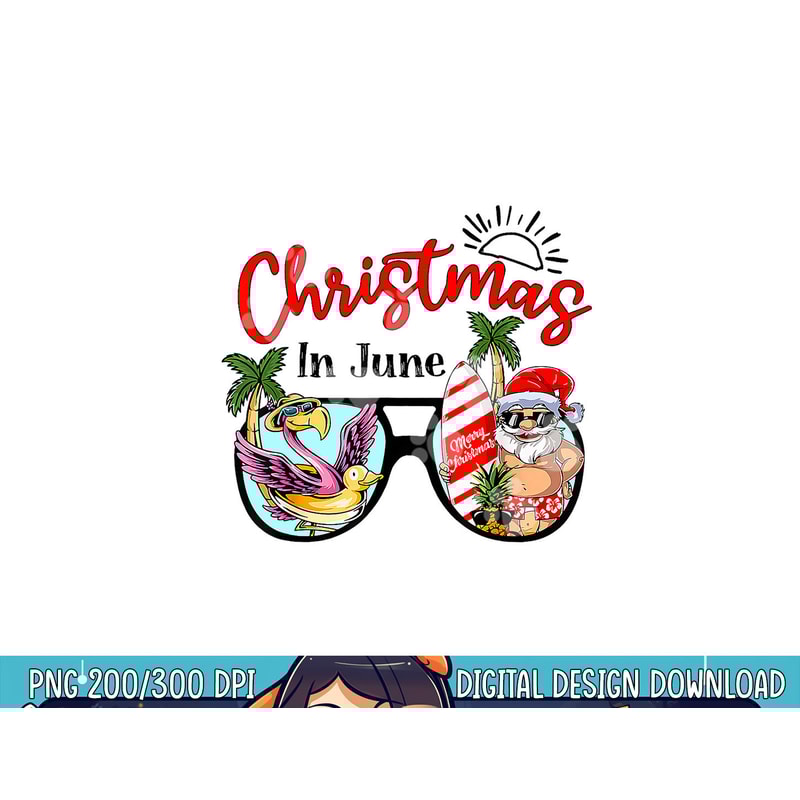 Christmas In June Sunglasses Santa Flamingo Summer Vacation png, sublimation copy.jpg