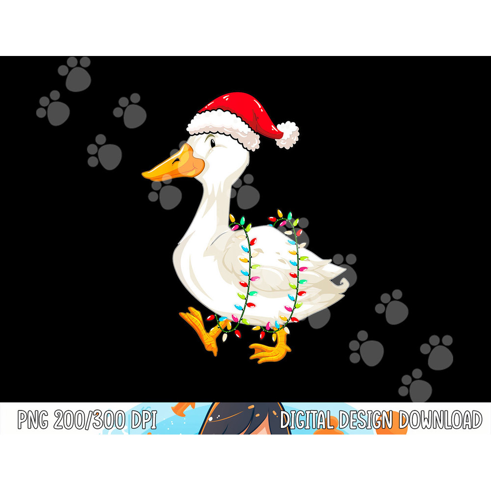 Christmas Lights Duck Wearing Xmas Hat - Duck Swan Lover png, sublimation copy.jpg