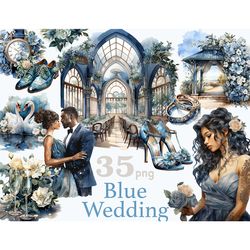 Blue Wedding PNG | Bride Clipart Bundle