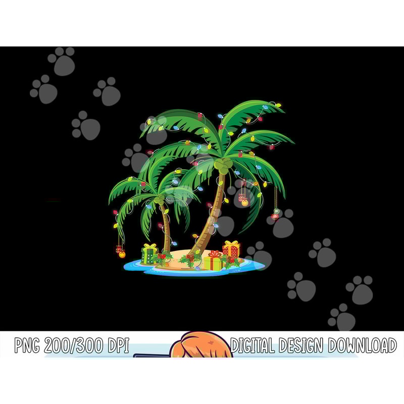 Christmas Palm Tree Tropical Xmas Gift Coconut Lights Pajama png, sublimation copy.jpg