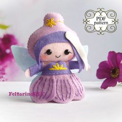 Fairy sewing pattern, Felt doll pattern, Felt patterns, Felt toy pattern, PDF felt pattern, Crocus fairy