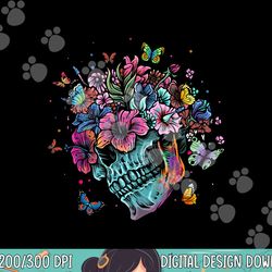 floral butterfly skull funny halloween costume hippie flower png, sublimation copy