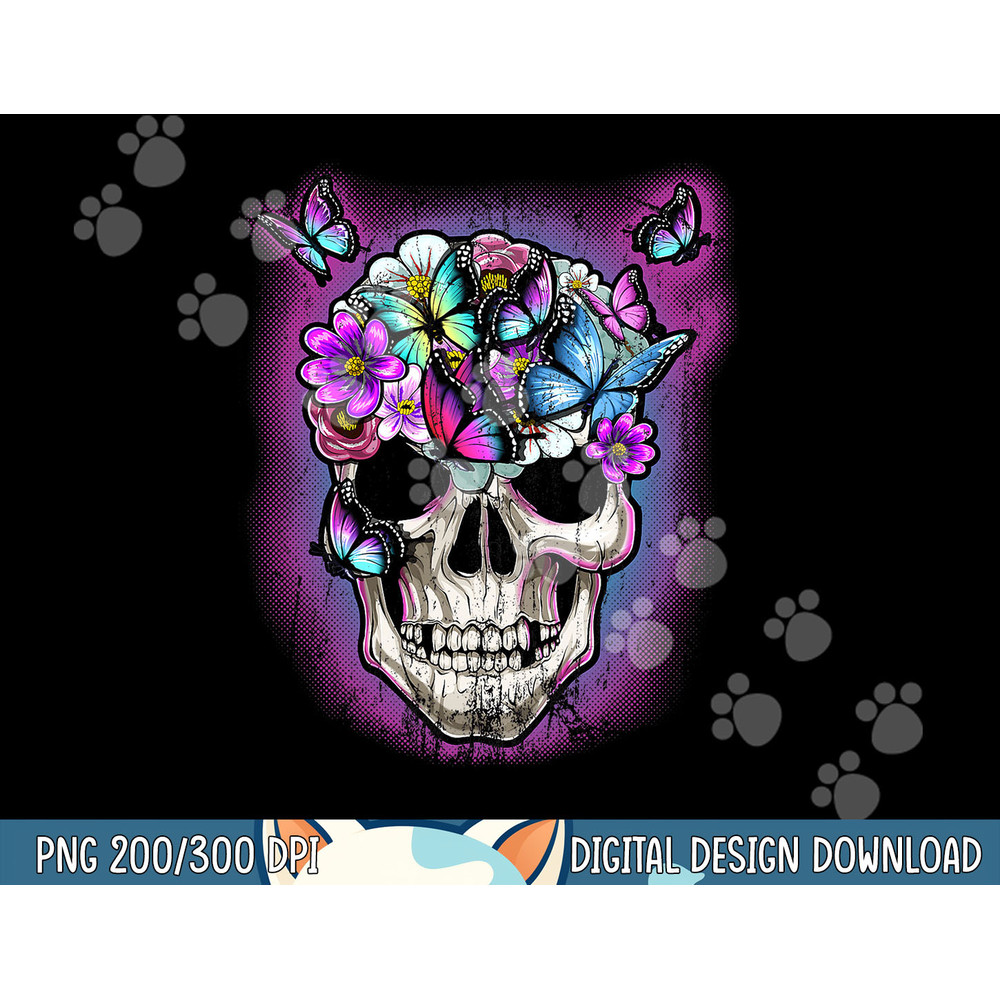 Floral Skull Halloween Butterfly Decor Gothic Costume Women png, sublimation copy.jpg