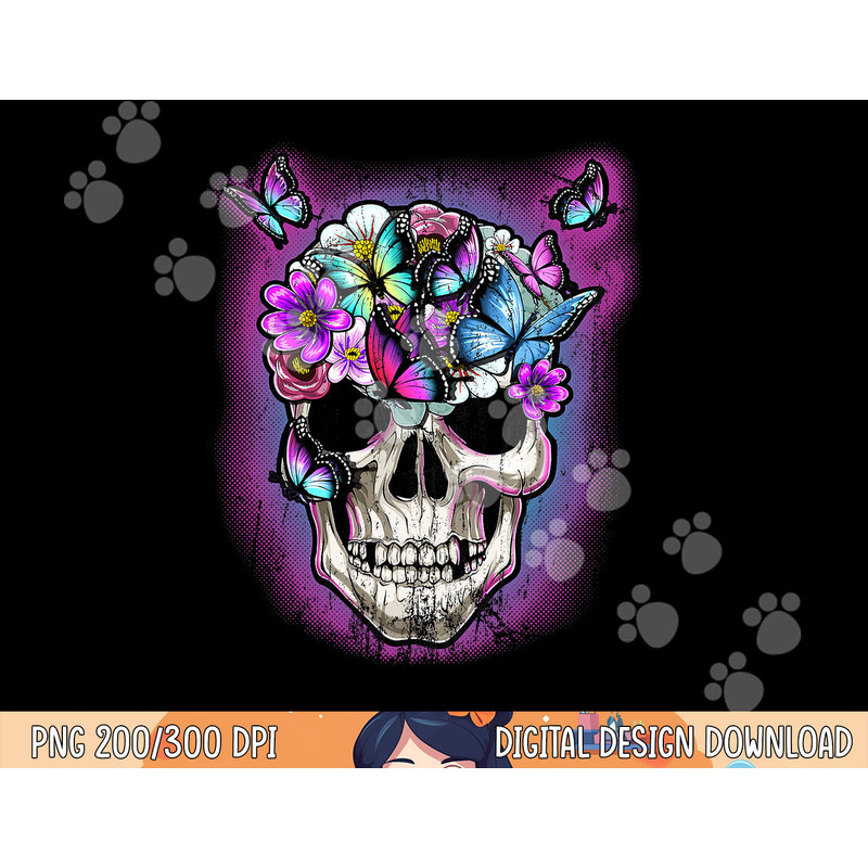 Floral Skull Halloween Butterfly Decor Gothic Costume Women png, sublimation copy.jpg