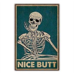 nice butt skeleton wall poster canvas print vintage art home bathroom toilet wall decor interior decoration gift unframe
