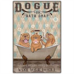 dogue & co. bath soap wash your dogue canvas poster print vintage retro dog breeds puppy wall art home bathroom decor gi