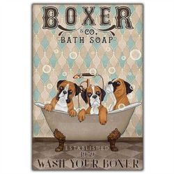 boxer & co. bath soap wash your boxer dog breeds puppy canvas poster print vintage retro wall art home bathroom decor gi