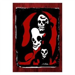 skulls skeleton black red poster canvas print vintage wall art decor home room kitchen bedroom interior decoration gift