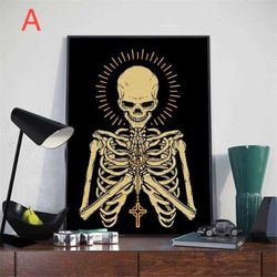 skeleton praying hands poster kraft paper print vintage wall art decor home room decoration gift unframed