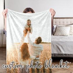 Custom Photo Blanket, 5 Sizes and 44 Colors, Custom Blanket with Photos Collage, Comfortable Picture Blanket Warm Gift,