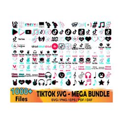 1000 tik tok logo bundle svg, tik tok svg, tik tok queen svg