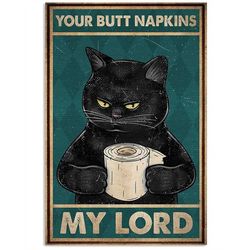 your butt napkins my lord cat vintage canvas poster print wall art home room bathroom decor wall art decoration interior
