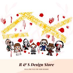horror, characters, halloween, cup wrap, starbucks wrap, png, svg.