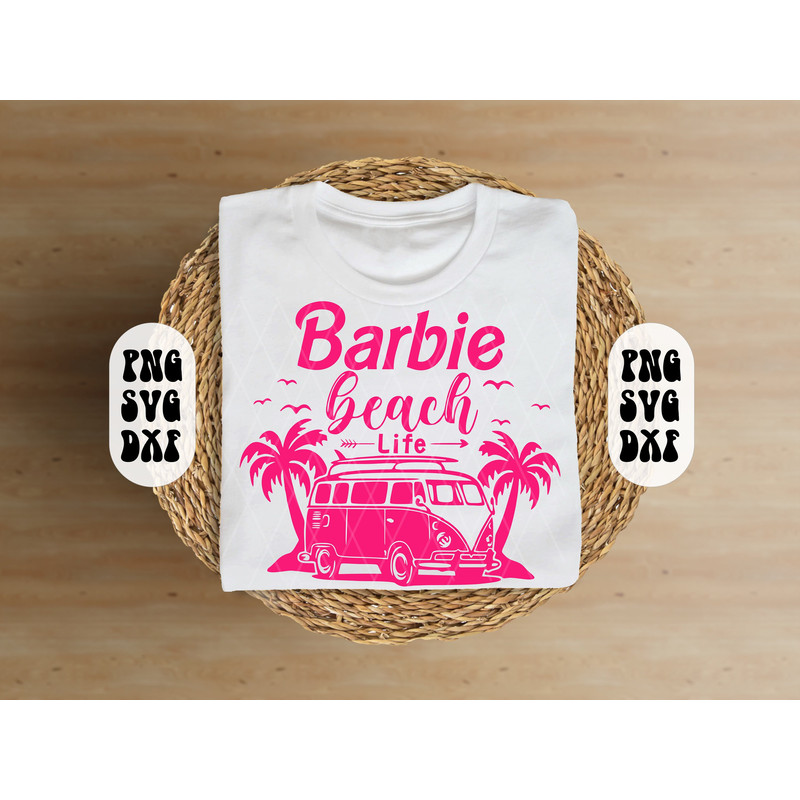 Barbie Beach Life svg, Girl beach party shirt svg, Pink jeep beach svg, Beach B pink svg , Sublimation pink svg, Pink Jeep Doll svg - 1.jpg