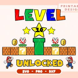 level 9 unlocked svg 9th birthday boy gamer, mario birthday png