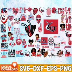 bundle 57 files delaware state football team svg, delaware state svg, hbcu team svg, mega bundle, designs, cricut, cutti