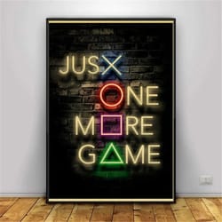 just one more game vintage canvas poster print, video game console controller vr wall art home decor game room gift for