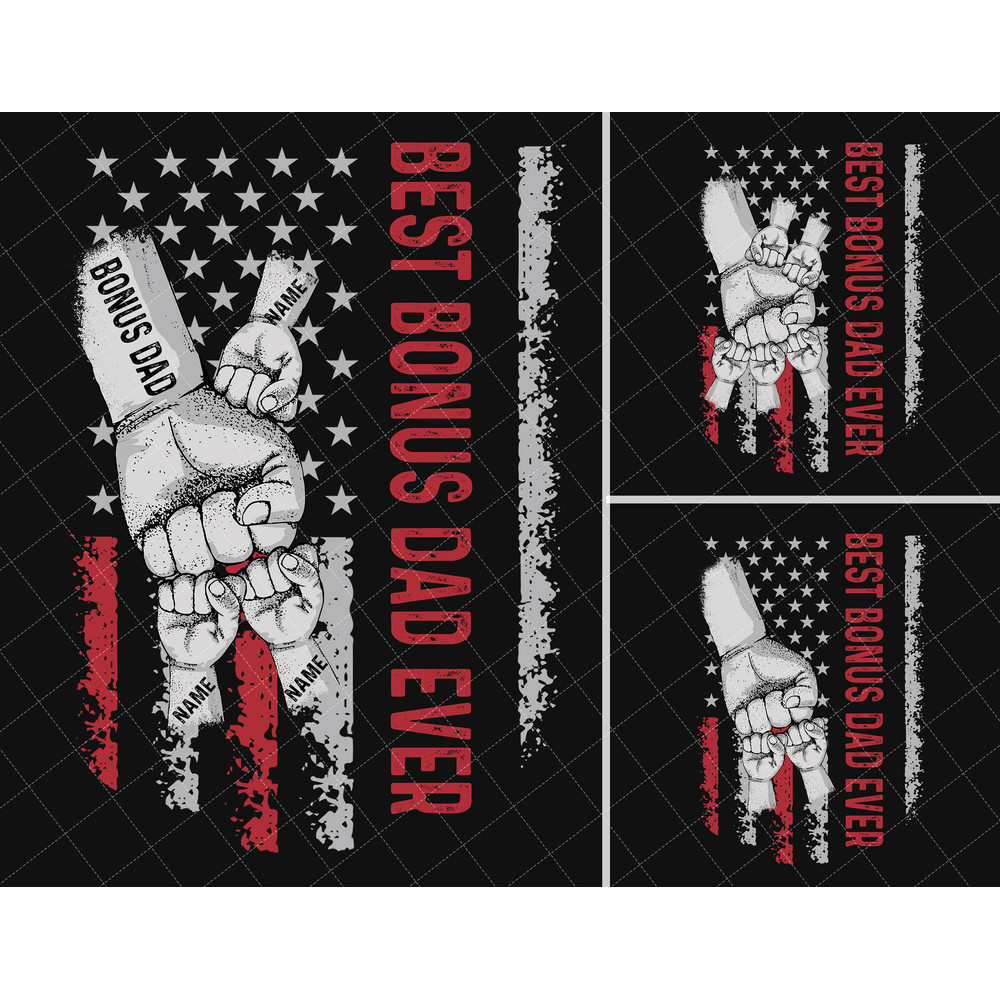 Bundle Personalized Father Fist Bump Set Png, Baby Toddler Kid Dad Fist Bump, Father's Day Fist Bump Set Flag America Png, Father's Day Png - 5.jpg
