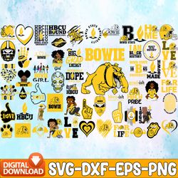 bundle 61 files bowie state university football team svg, bowie state university svg, hbcu team svg, mega bundle, design