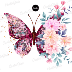 floral butterfly sublimation design png, flower butterfly sublimation, butterfly png sublimation file, watercolor butter