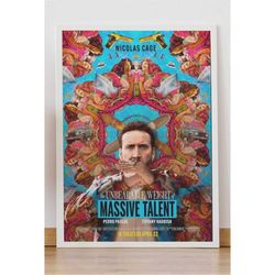 the unbearable weight of massive talent nicolas cage pedro pascal movie poster, 5 sizes available!