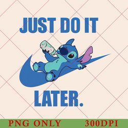 nike disney stitch png, just do it later stitch logo nike png, nike matching, stitch png, disney trip, disney stitich