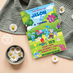 personalized file blues clues birthday invitations | blues clues evite, printable birthday invite png only