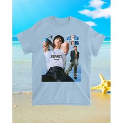 bts jungkook seven shirt, jungkook y2k retro bootleg tshirt, seven by jungkook tshirt, bangtan fan gift, kpop merch jung