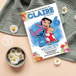 personalized file lilo and stitch birthday invitation | lilo and stitch invite birthday  instant download png file only