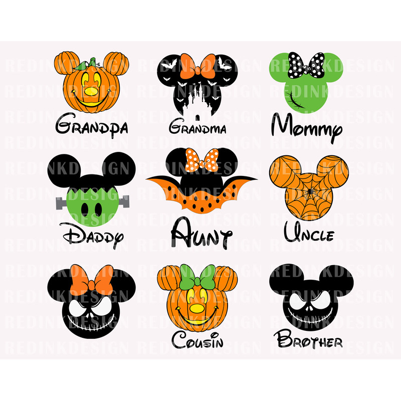 Halloween Mouse Head SVG Bundle, Happy Halloween Svg, Halloween Pumpkin Svg, Halloween Svg, Spooky Season Svg, Family Matching Shirt Svg - 1.jpg